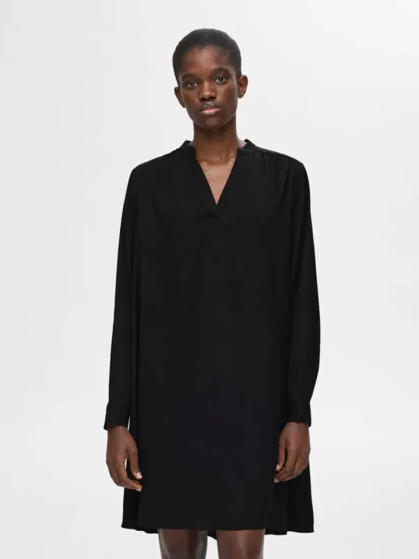 SELECTED LÅNGÄRMAD KORT KLÄNNING Black Outlet