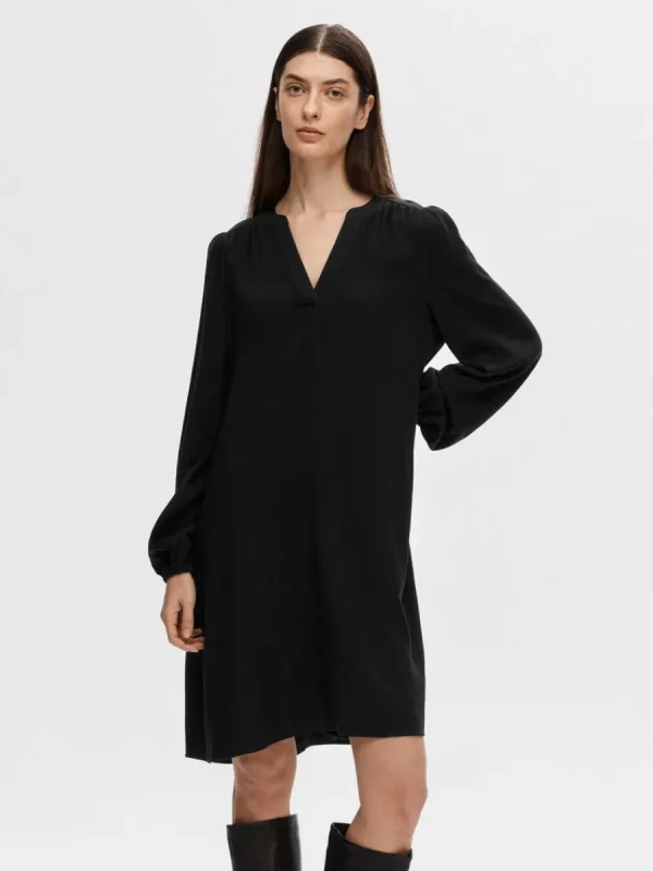 SELECTED LÅNGÄRMAD KORT KLÄNNING Black Outlet