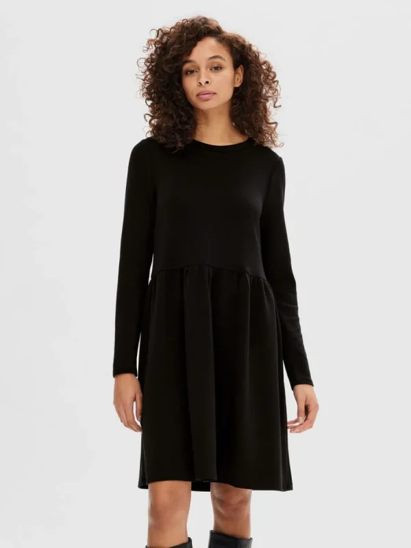 SELECTED LÅNGÄRMAD KORT KLÄNNING Black Flash Sale