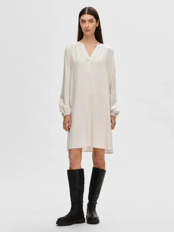 SELECTED LÅNGÄRMAD KORT KLÄNNING Beige Sale