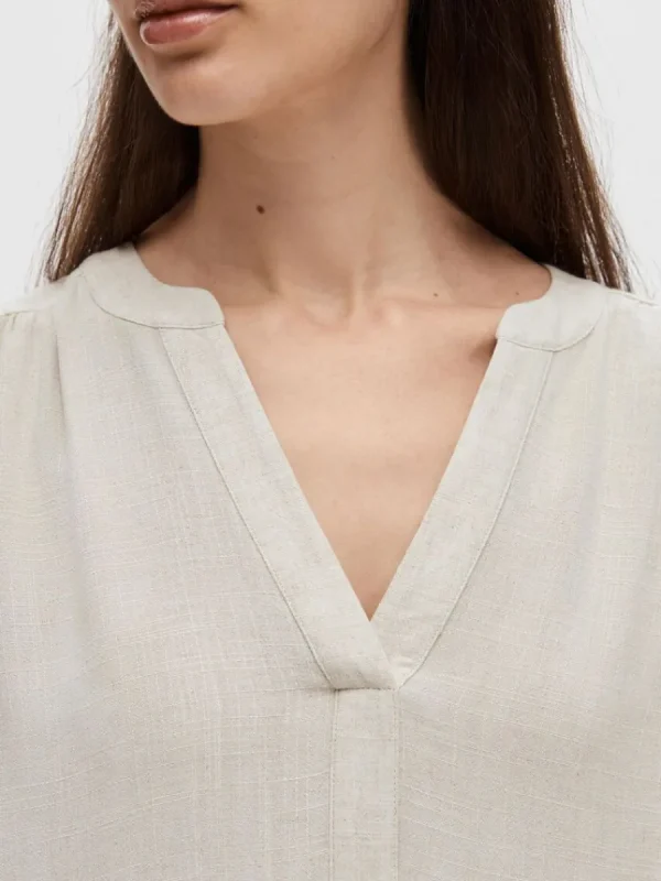 SELECTED LÅNGÄRMAD KORT KLÄNNING Beige Sale