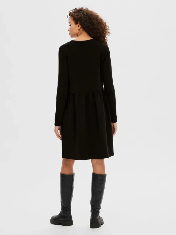 SELECTED LÅNGÄRMAD KORT KLÄNNING Black Flash Sale