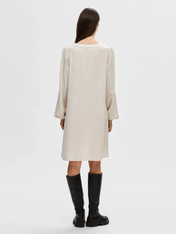 SELECTED LÅNGÄRMAD KORT KLÄNNING Beige Sale