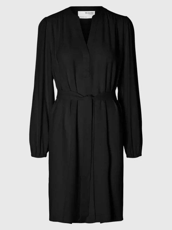 SELECTED LÅNGÄRMAD KORT KLÄNNING Black Outlet