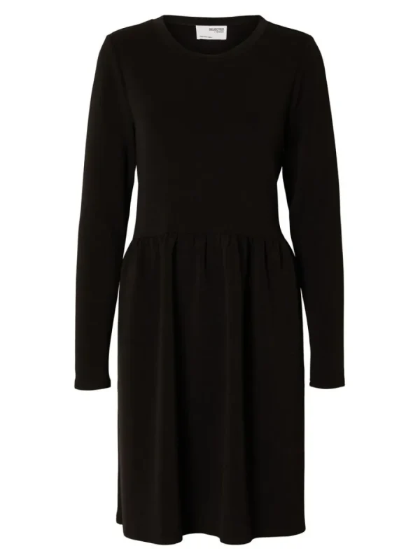 SELECTED LÅNGÄRMAD KORT KLÄNNING Black Flash Sale
