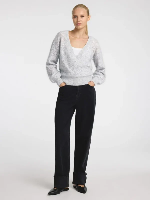 SELECTED LÅNGÄRMAD OMLOTTKOFTA Grey New