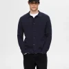 SELECTED LÅNGÄRMAD PIKÉ KOFTA Blue Shop