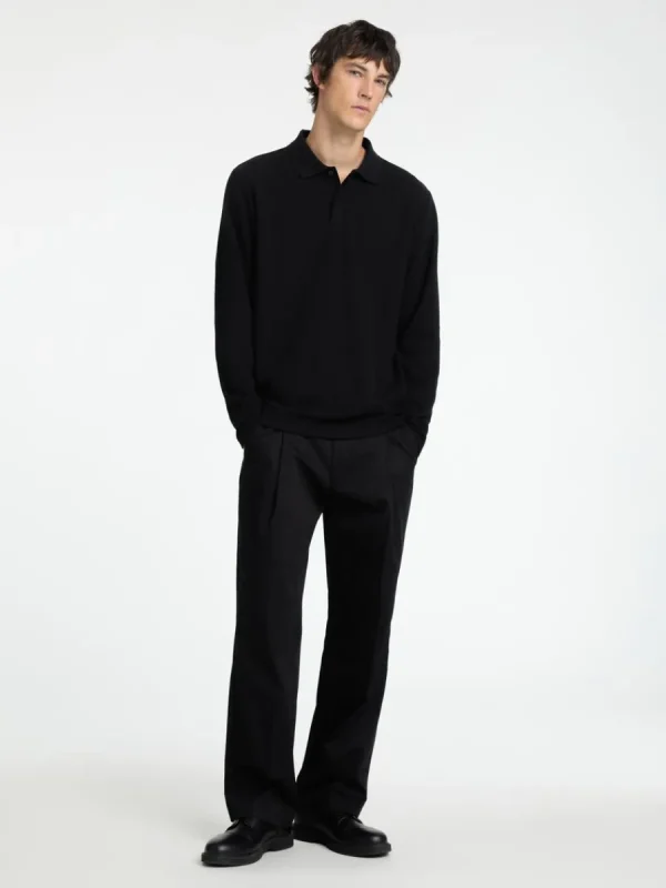 SELECTED LÅNGÄRMAD PIKÉTRÖJA Black Flash Sale