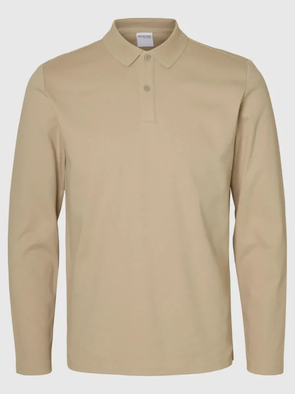 SELECTED LÅNGÄRMAD PIKÉTRÖJA Beige Cheap
