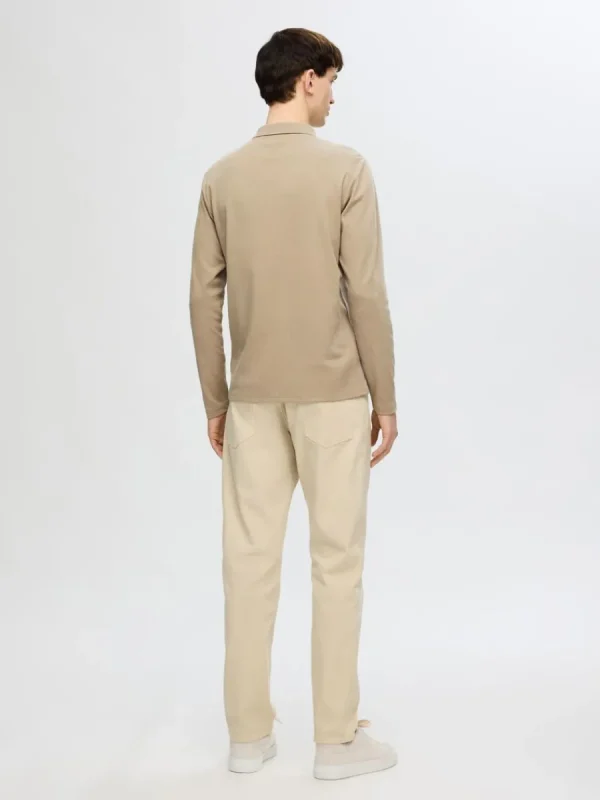 SELECTED LÅNGÄRMAD PIKÉTRÖJA Beige Cheap