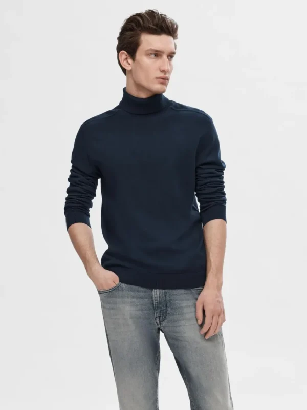 SELECTED LÅNGÄRMAD POLOTRÖJA TRÖJA Blue Cheap