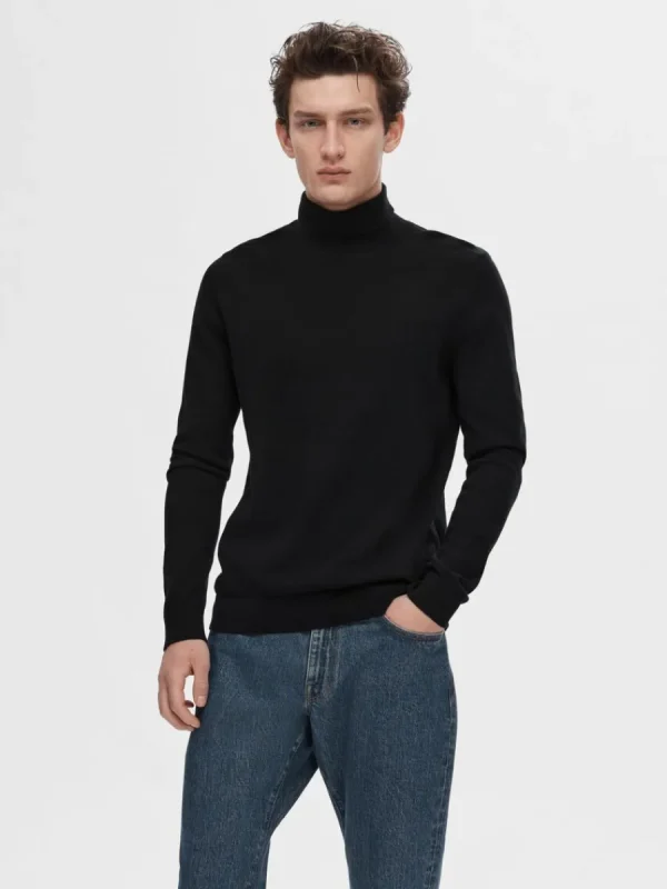 SELECTED LÅNGÄRMAD POLOTRÖJA TRÖJA Black Fashion