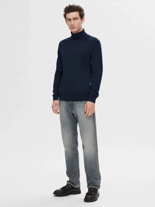 SELECTED LÅNGÄRMAD POLOTRÖJA TRÖJA Blue Cheap