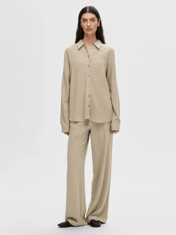 SELECTED LÅNGÄRMAD SKJORTA Beige Best Sale