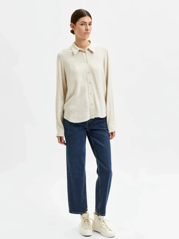 SELECTED LÅNGÄRMAD SKJORTA Beige Clearance