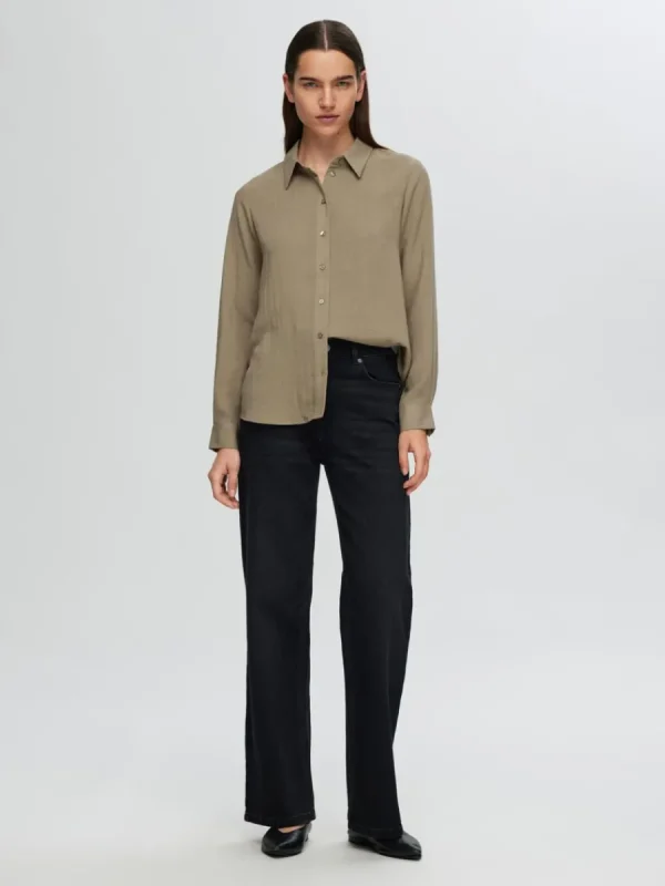 SELECTED LÅNGÄRMAD SKJORTA Brown New