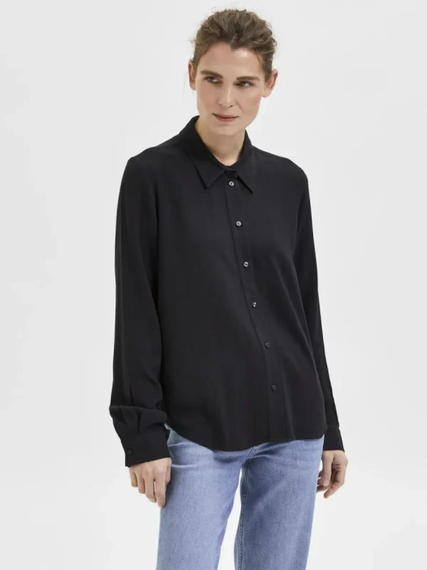SELECTED LÅNGÄRMAD SKJORTA Black Cheap