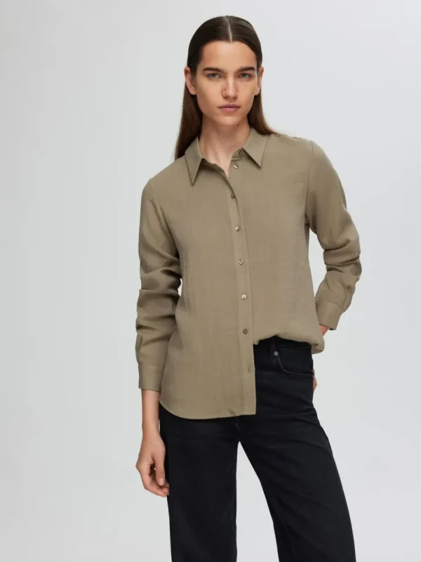 SELECTED LÅNGÄRMAD SKJORTA Brown New