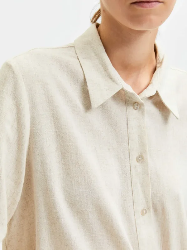 SELECTED LÅNGÄRMAD SKJORTA Beige Clearance