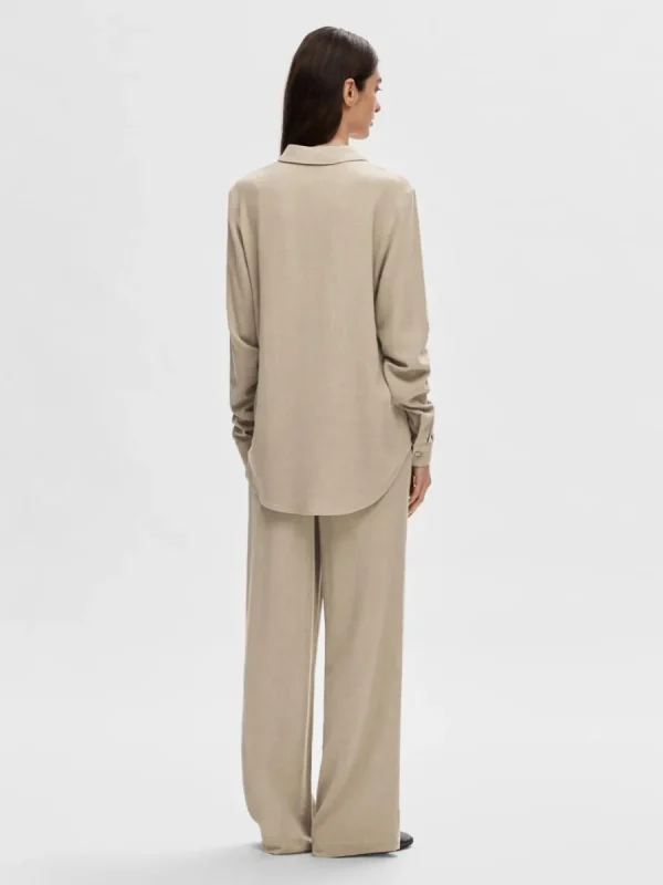 SELECTED LÅNGÄRMAD SKJORTA Beige Best Sale
