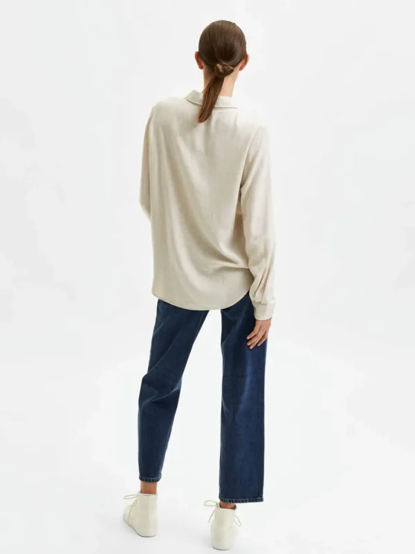 SELECTED LÅNGÄRMAD SKJORTA Beige Clearance