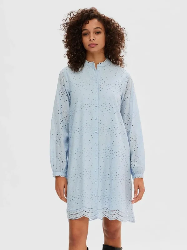 SELECTED LÅNGÄRMAD SKJORTKLÄNNING Blue Store