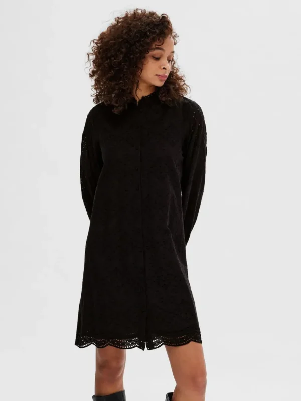 SELECTED LÅNGÄRMAD SKJORTKLÄNNING Black Shop