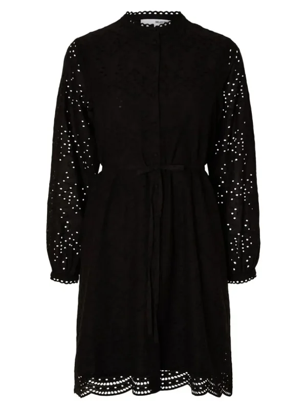 SELECTED LÅNGÄRMAD SKJORTKLÄNNING Black Shop