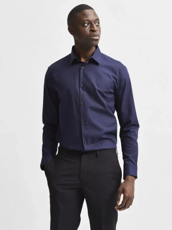 SELECTED LÅNGÄRMAD SLIM FIT SKJORTA Blue Best Sale