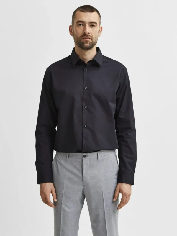 SELECTED LÅNGÄRMAD SLIM FIT SKJORTA Black Clearance