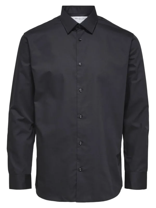 SELECTED LÅNGÄRMAD SLIM FIT SKJORTA Black Clearance