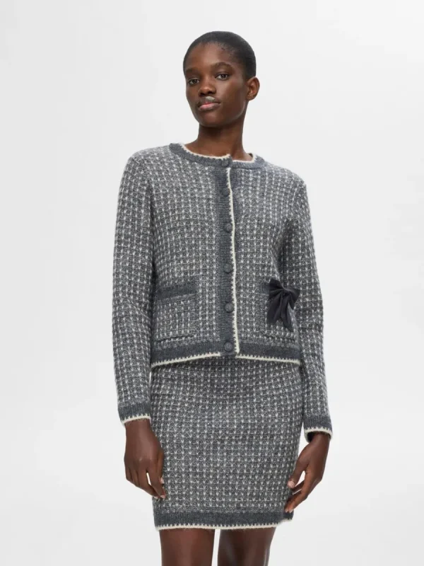 SELECTED LÅNGÄRMAD STICKAD KOFTA Grey Discount