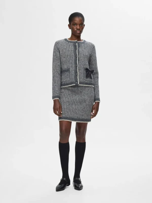 SELECTED LÅNGÄRMAD STICKAD KOFTA Grey Discount