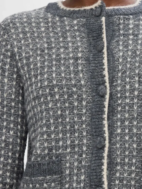 SELECTED LÅNGÄRMAD STICKAD KOFTA Grey Discount