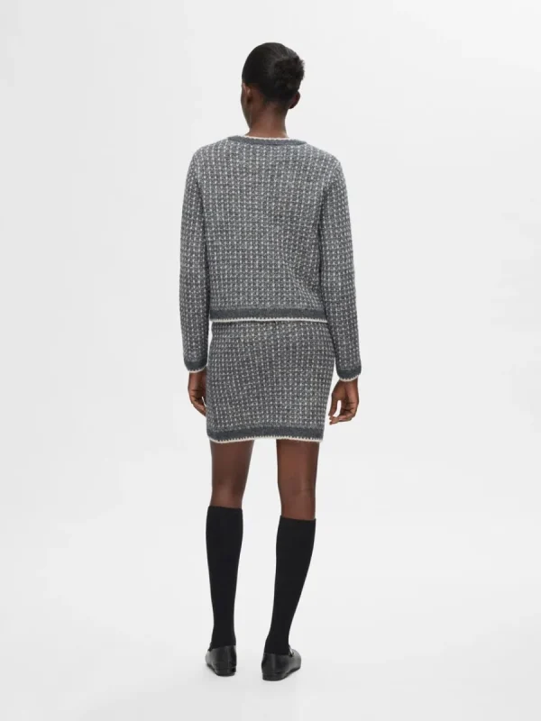 SELECTED LÅNGÄRMAD STICKAD KOFTA Grey Discount