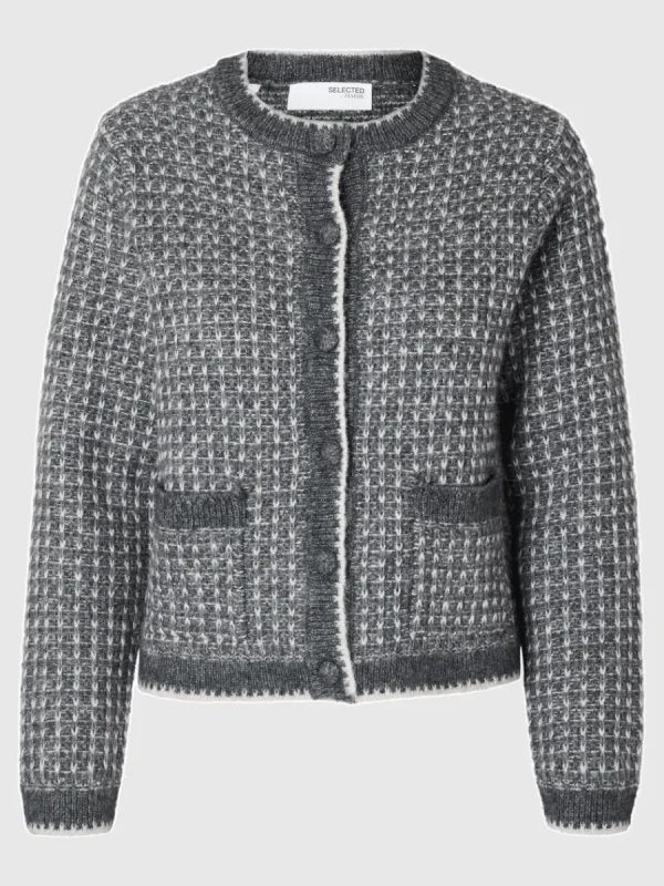SELECTED LÅNGÄRMAD STICKAD KOFTA Grey Discount