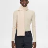 SELECTED LÅNGÄRMAD STICKAD TOPP Beige Sale