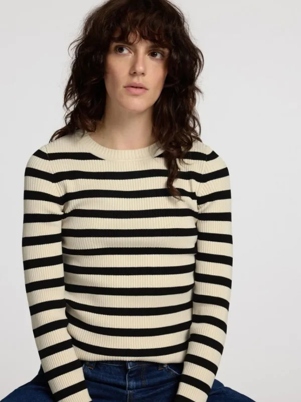 SELECTED LÅNGÄRMAD STICKAD TOPP Beige Fashion