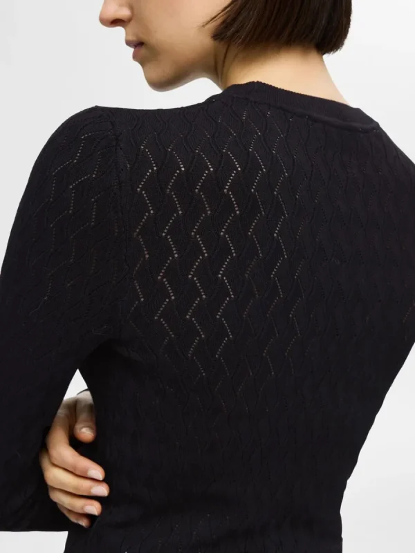 SELECTED LÅNGÄRMAD STICKAD TOPP Black Online