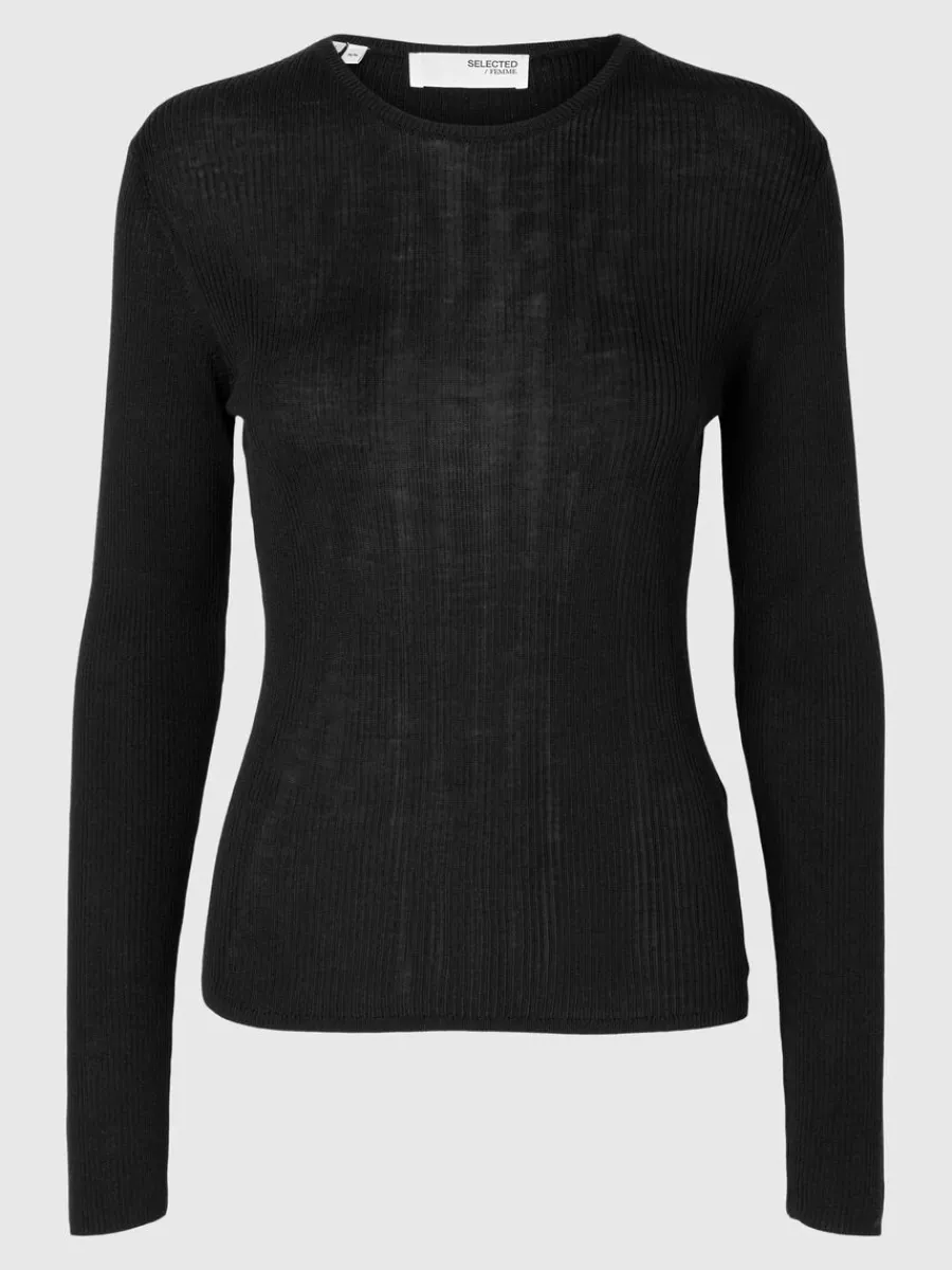 lngrmad_stickad_topp_5-3.webp SELECTED LÅNGÄRMAD STICKAD TOPP Black Best Sale