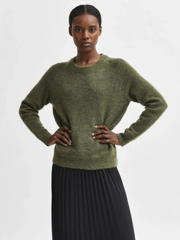 SELECTED LÅNGÄRMAD STICKAD TRÖJA Green New