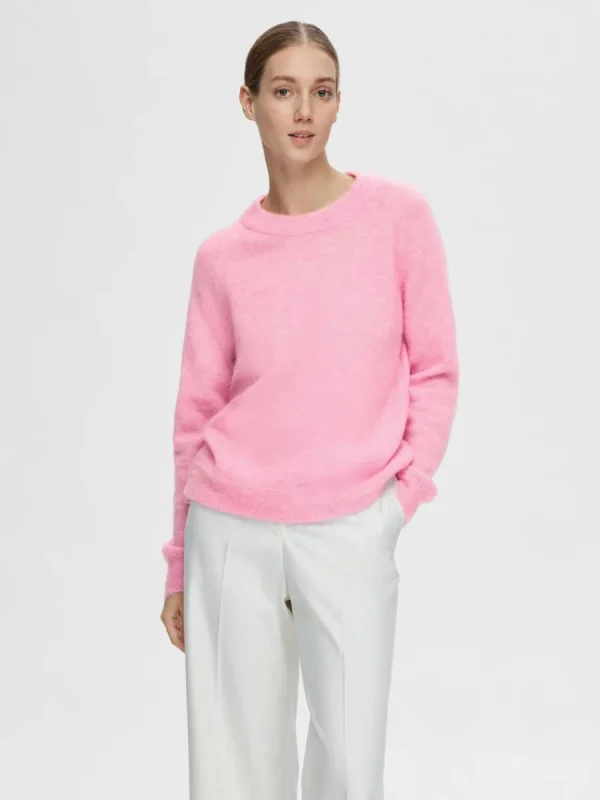 SELECTED LÅNGÄRMAD STICKAD TRÖJA Pink Fashion