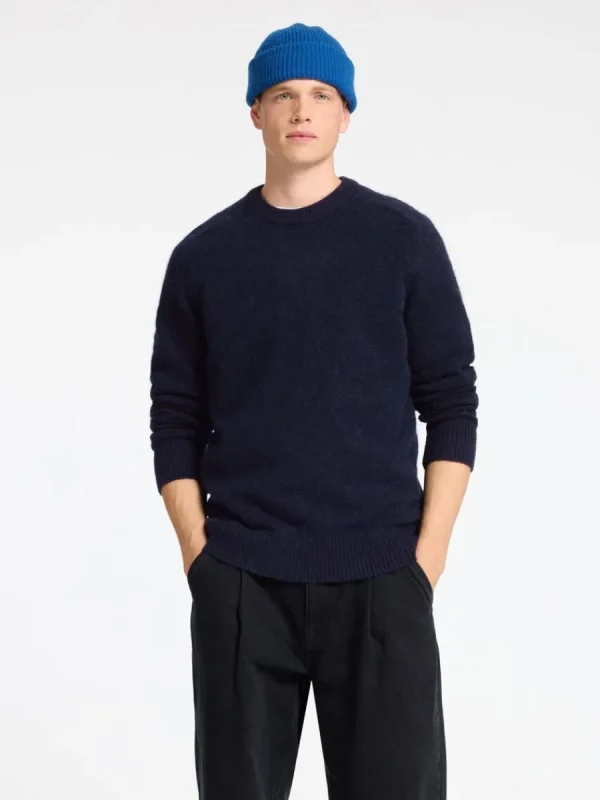 SELECTED LÅNGÄRMAD STICKAD TRÖJA Blue Online