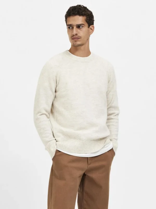 SELECTED LÅNGÄRMAD STICKAD TRÖJA Beige Clearance