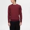 SELECTED LÅNGÄRMAD STICKAD TRÖJA Bordeaux Cheap