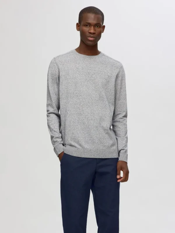 SELECTED LÅNGÄRMAD STICKAD TRÖJA Grey Discount