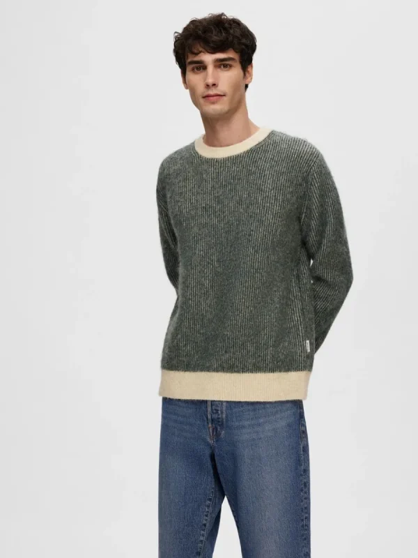 SELECTED LÅNGÄRMAD STICKAD TRÖJA Grey Best