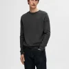 SELECTED LÅNGÄRMAD STICKAD TRÖJA Grey Shop