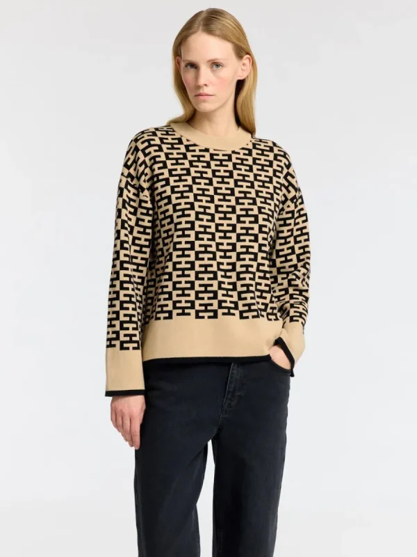 SELECTED LÅNGÄRMAD STICKAD TRÖJA Brown Shop