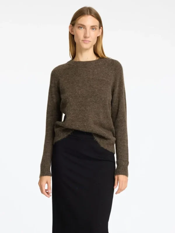 SELECTED LÅNGÄRMAD STICKAD TRÖJA Brown Discount